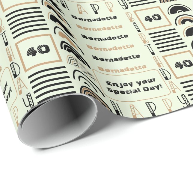 Namn Age Sentiment Retro Rainbow Brown Black Sage Presentpapper (Rullad Hörn)