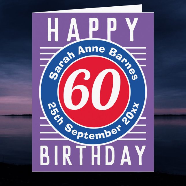 Namn, ålder och datum vid 60:e födelsedag kort (Skapare uppladdad)