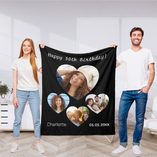 Namn, ålder på foto på foto på hjärta, svart kvinn fleecefilt