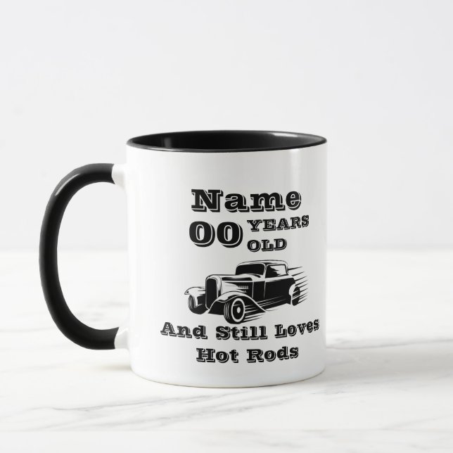 Namn-åldern Hot rod - lägg till födelsedag Mugg (Vänster)