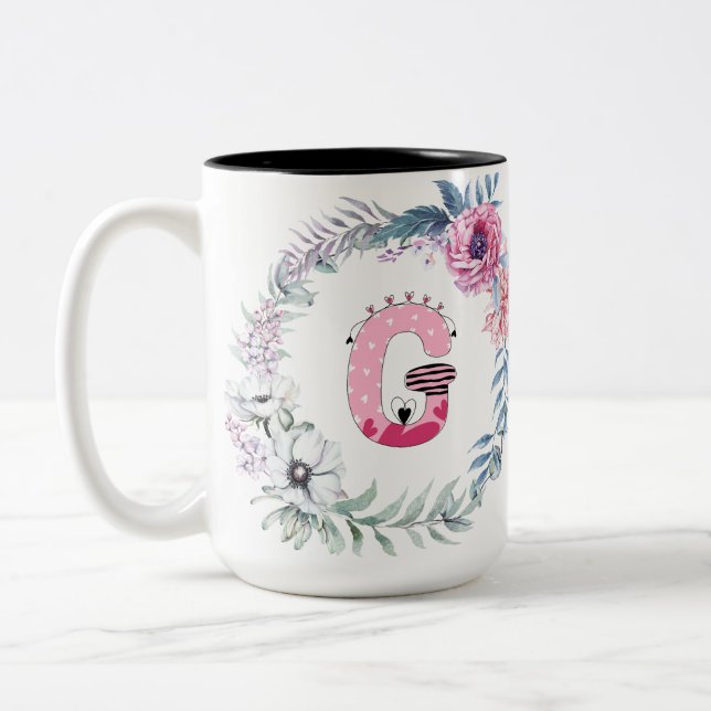 Namn Alfabet "G"  Två-Tonad Mugg (Vänster)
