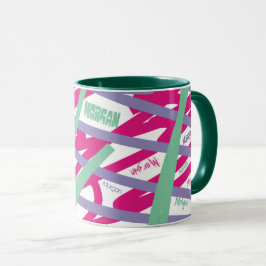 Namn All over Linjer Rosa Lila Teal Abstrakt Coola Mugg