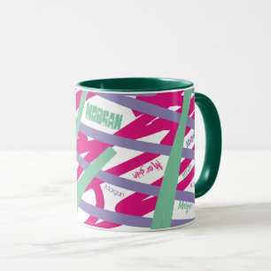 Namn All over Linjer Rosa Lila Teal Abstrakt Coola Mugg