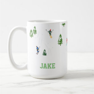 Namn Alpine Skiers hoppas över Illustration Skier Kaffemugg