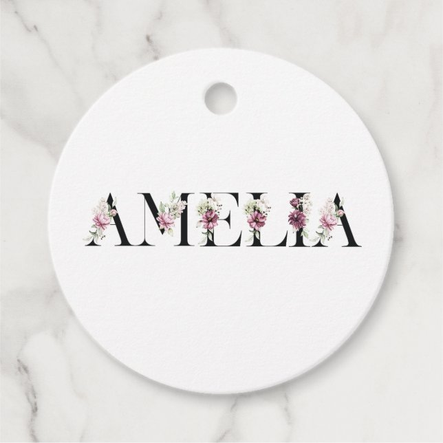 Namn Amelia Gåvor Etiketter (Framsida)