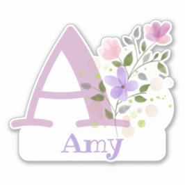 Namn Amy och initial med blommig design Klistermärken
