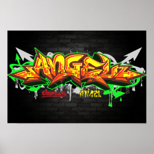Namn Angel i graffiti Poster