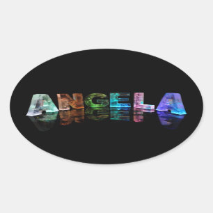 Namn Angela i ljus Ovalt Klistermärke