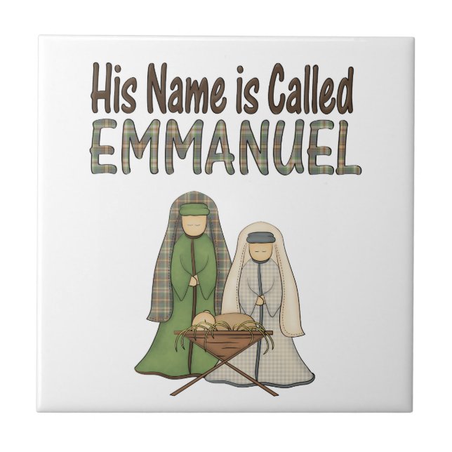 Namn är Emmanuel som den keramiska julen belägger Kakelplatta (Framsidan)