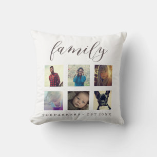 Namn & år Est för familjfotoCollage Kudde