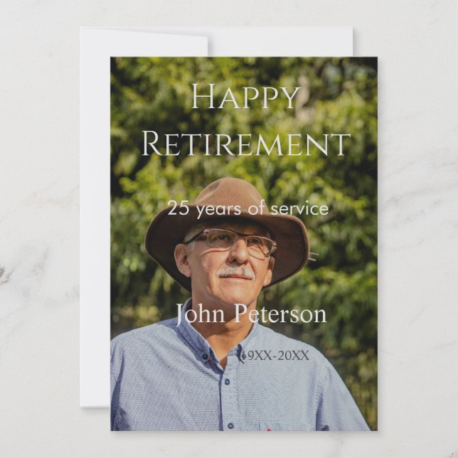 namn-år för fotot från lycklig pension inbjudningar (Framsida)