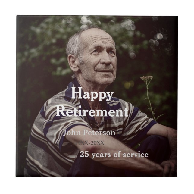 namn-år för fotot från lycklig pension kakelplatta (Framsidan)