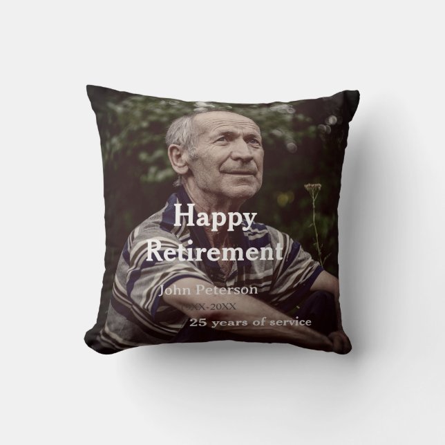 namn-år för fotot från lycklig pension kudde (Framsida)