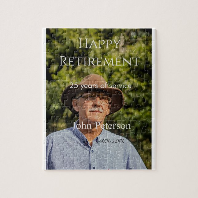 namn-år för fotot från lycklig pension pussel (Vertikal)