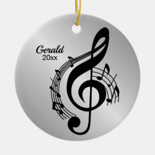 Namn/år för personlig för musikG-klav Julgransprydnad Keramik
