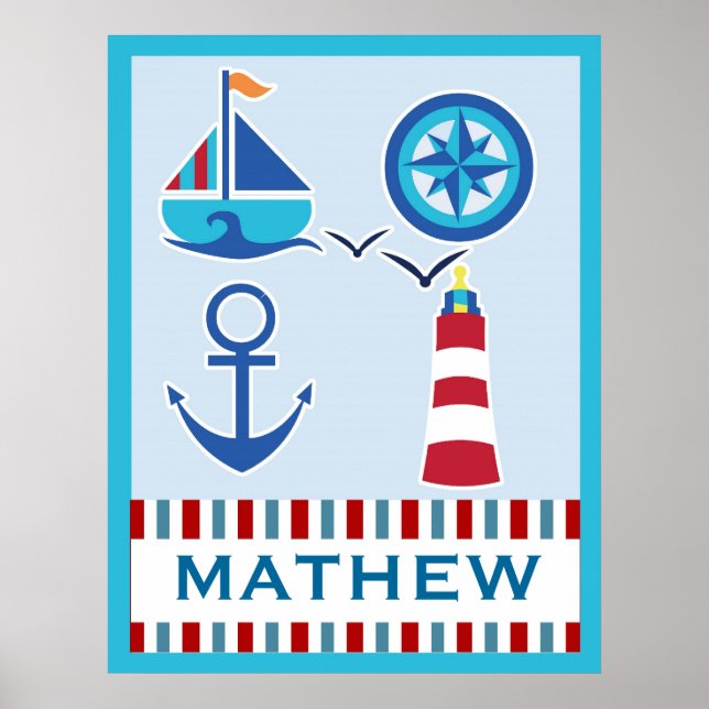 Namn Art-utskrift för Nautisk Personlig Poster (Framsidan)