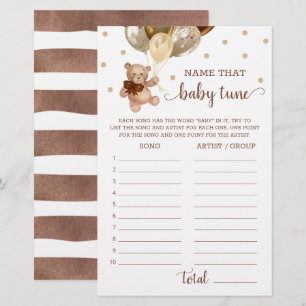 Namn att Baby Tune Game Baby Shower Nalle