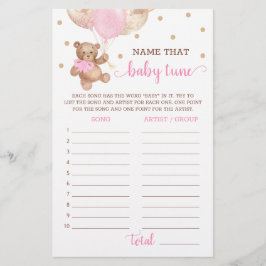 Namn att Baby Tune Game Baby Shower Nalle