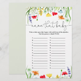 Namn att baby viltlevande vilda blommor färgas