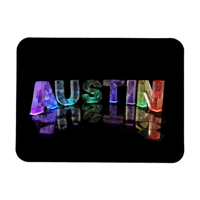 Namn Austin i 3D Ljus Magnet (Horisontell)