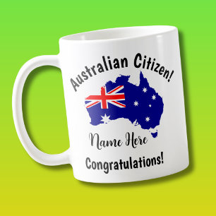NAMN Australiska Grattisar för medborgarskap Flagg Kaffemugg