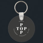 Namn av den främsta Personligen Far Pappa Nyckelring<br><div class="desc">Visa din far,  pappa eller farfar hur mycket du uppskattar dem med den här söta moderna typografidesignen Top Pop. Perfekt för Fars dag,  födelsedagar och alla andra dagar! Ändra far och barn för att anpassa.</div>