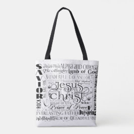 Namn av den Jesus typografitotot hänger lös Tygkasse