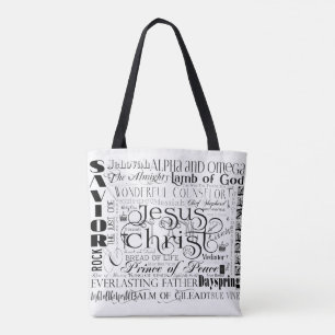 Namn av den Jesus typografitotot hänger lös Tygkasse