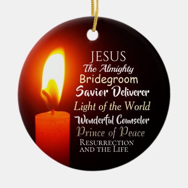 Namn av Jesus jul, fredprins, Savior Julgransprydnad Keramik (Framsidan)