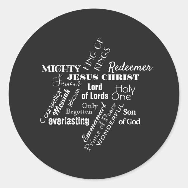 Namn av Jesus julklapp Runt Klistermärke (Framsida)