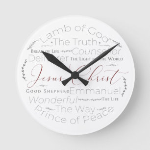 Namn av Jesus skripttypgrafi Clock Rund Klocka