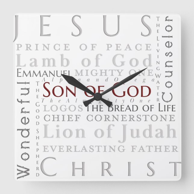 Namn av Jesus Typography Clock Fyrkantig Klocka (Framsida)