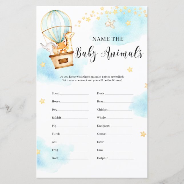 Namn: baby djur Baby Shower-vilddjuren (Framsida)