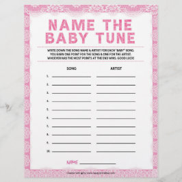 Namn Baby Tune [Luxury Snöre [Rosa] Letterhead Brevhuvud