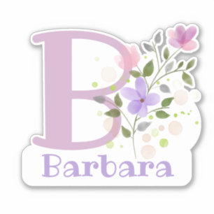 Namn Barbara & Initial med Blommigt Design Klistermärken