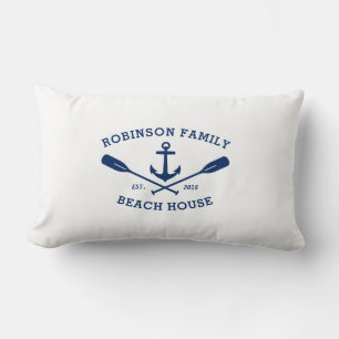 Namn Beach House Boat Anchor Crossed Oars Lumbarkudde