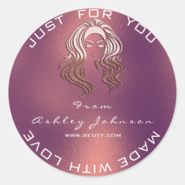 Namn Beauty Salon Glitter koppar Ro tack Lux Runt Klistermärke