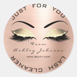 Namn Beauty Salon Glitter Rosa Guld Lash Cleaner Runt Klistermärke