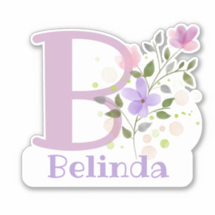 Namn Belinda plus Initial med Blommigt Design Klistermärken