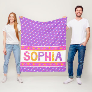 Namn betecknar Sofia rosa gul violett blomma stjär Fleecefilt