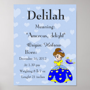Namn betyder keepsakplantskola Delilah Poster