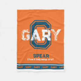 Namn betyder sportmonogram orange blue Gary Fleecefilt