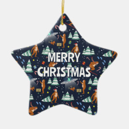 NAMN - Big Foot, Utomjordingar och renjul Julgransprydnad Keramik