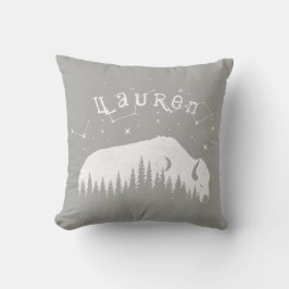 Namn Bison Buffalo Grått White Stars Galaxy Måne Kudde