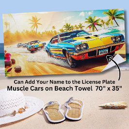 Namn, blå Gult muskelvagn på Sandy Surfa Shore