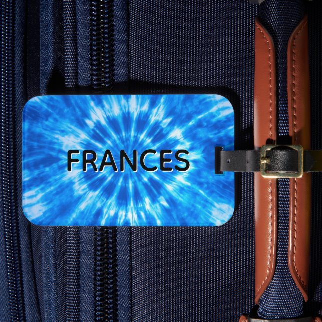 Namn Blå Tie Dye Bagagebricka (Framsida Insitu 4)