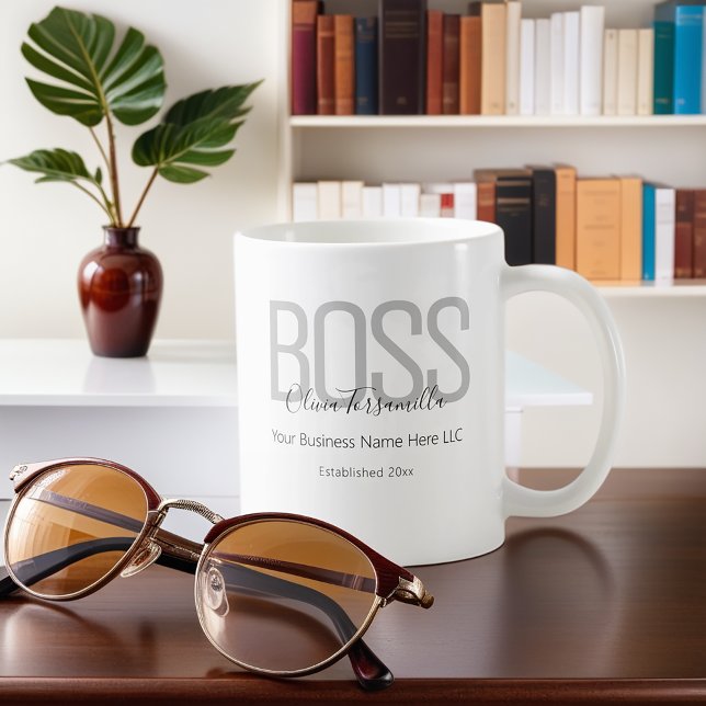 Namn Black Grått Chef Kaffemugg (Get this mug and drink your coffee (or tea) like the boss you are.)