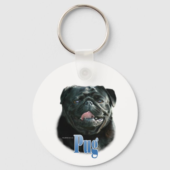 Namn Black Pug Nyckelring (Framsida)