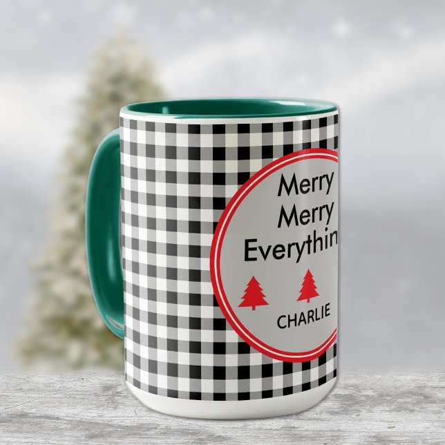 Namn, Black & White Buffalo Check 15oz. Kombinatio Mugg (Skapare uppladdad)