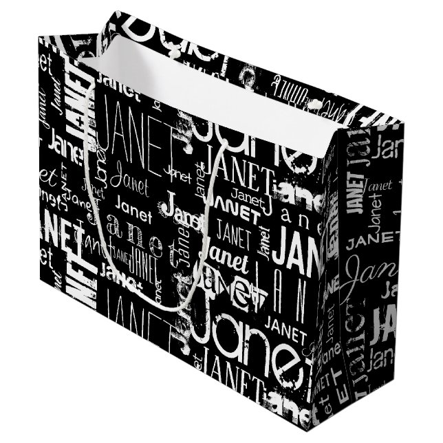 Namn Black White Typography Ord Cloud (Framsidan Vinklad)